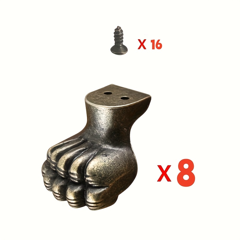 Furniture Hardware For Legs - 8pcs Antique Foot Brass Jewelry Bracket